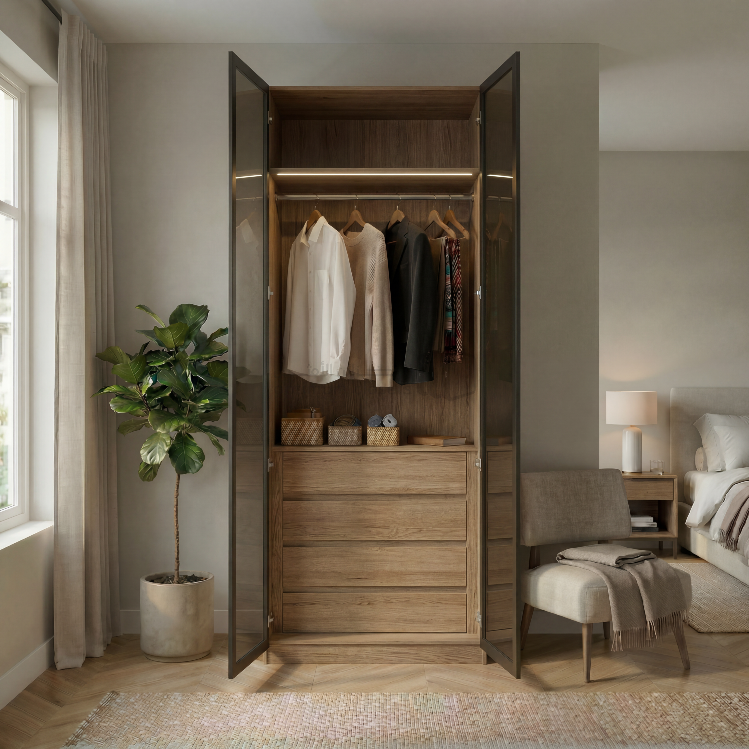 Runway_Massively_enhance_image_quality_and_053126 خزانة ملابس أبواب مفصلية عرض 90 سم - الصورة 1