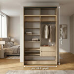 ⁦خزانة ملابس بأبواب منزلقة عرض 143.6 سم⁩ - الصورة ⁦2⁩