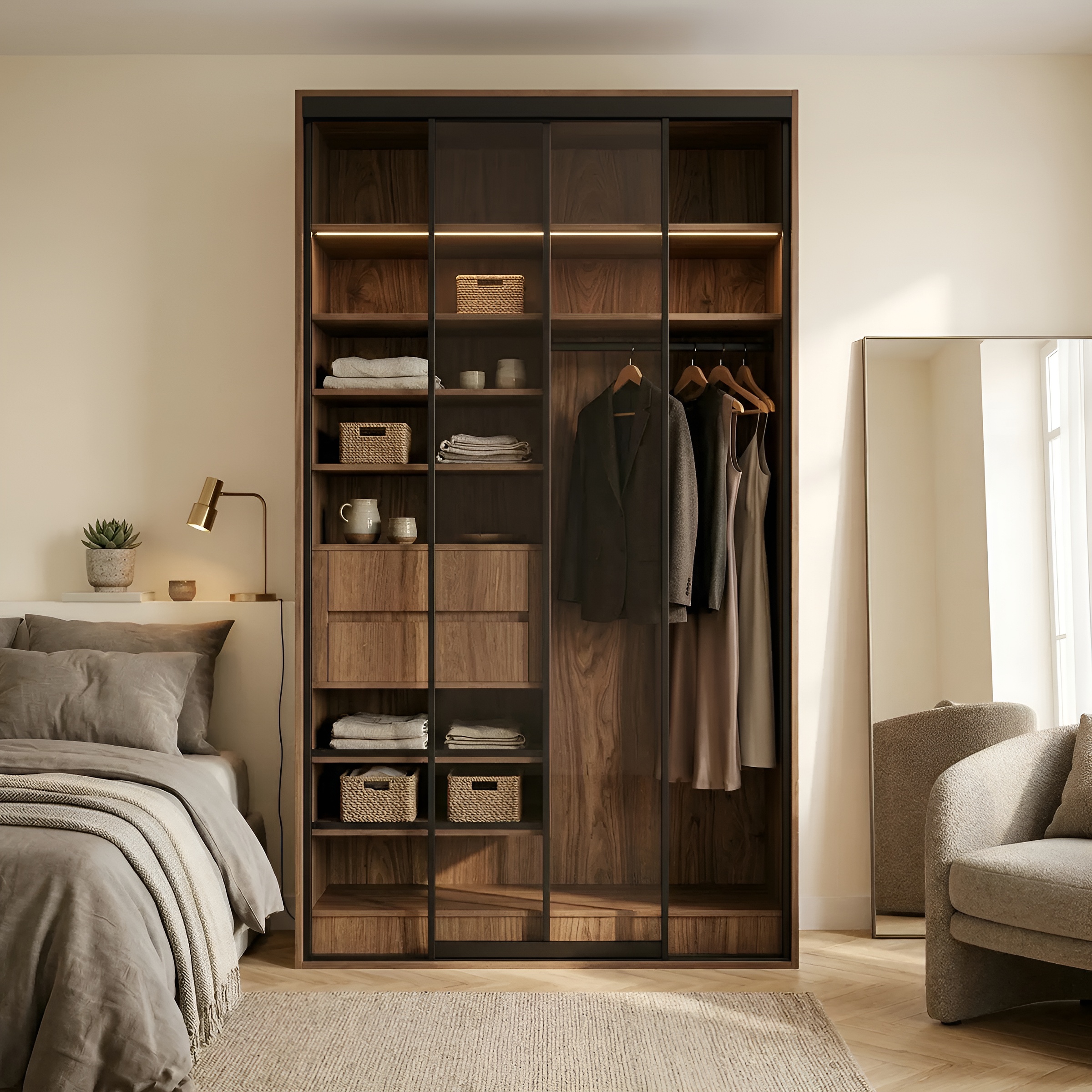 new-enhance-photo-base-2 خزانة ملابس منزلقة 143.6 CM بتقسيم داخلي عملي – الخزائن الأمثل - الصورة 1