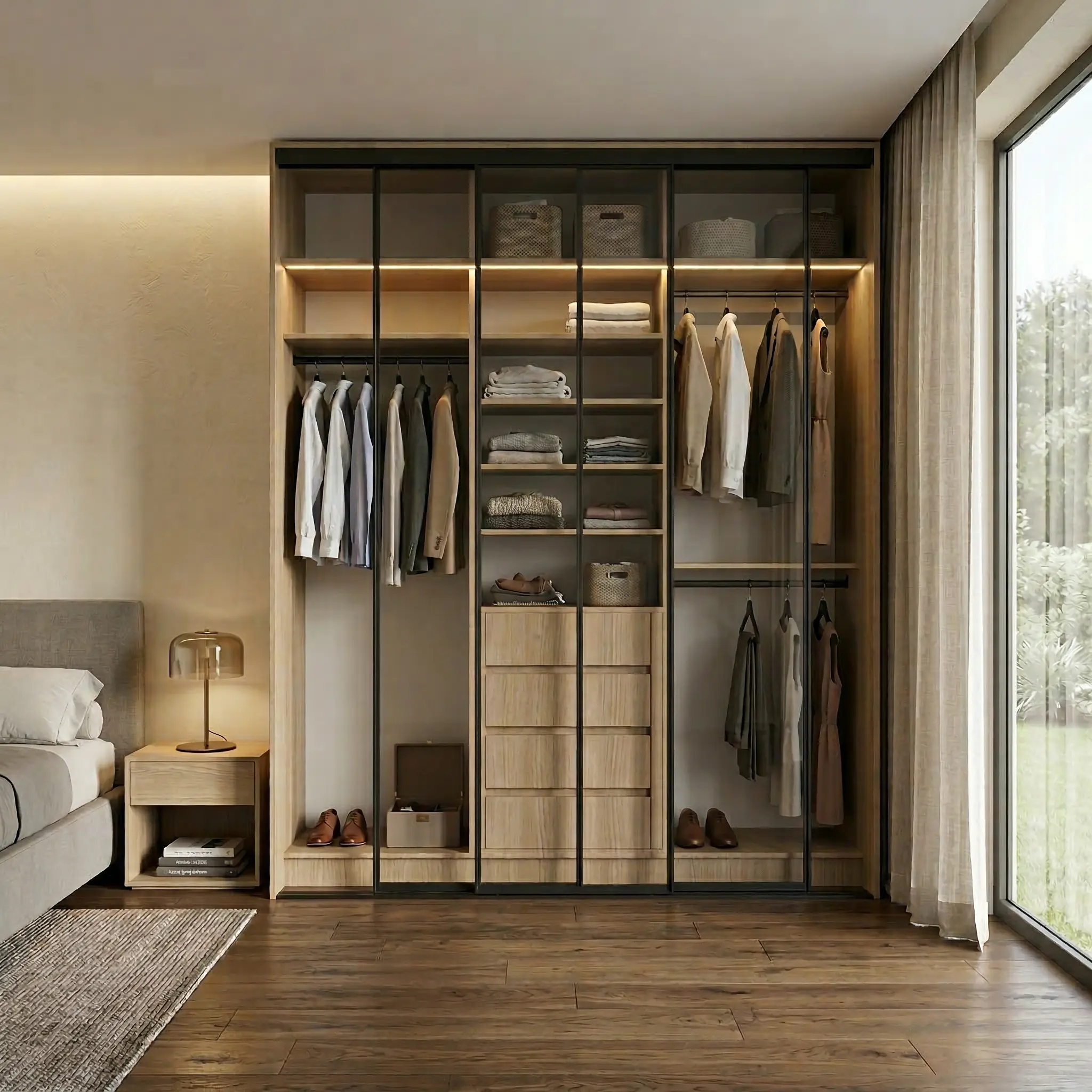 professional_bedroom_wardrobe1_corrected_1 خزانة ملابس مودرن 218.4 سم – نظام تنظيم متكامل لغرفة النوم | الخزائن الأمثل - الصورة 1