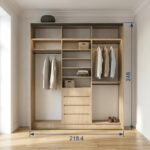 ⁦خزانة ملابس مودرن 218.4 سم – نظام تنظيم متكامل لغرفة النوم | الخزائن الأمثل⁩ - الصورة ⁦2⁩