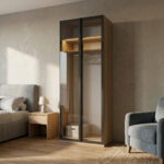 ⁦خزانة ملابس مودرن عرض 90 سم – تصميم عملي يمكن دمجه مع وحدات أخرى⁩ - الصورة ⁦3⁩