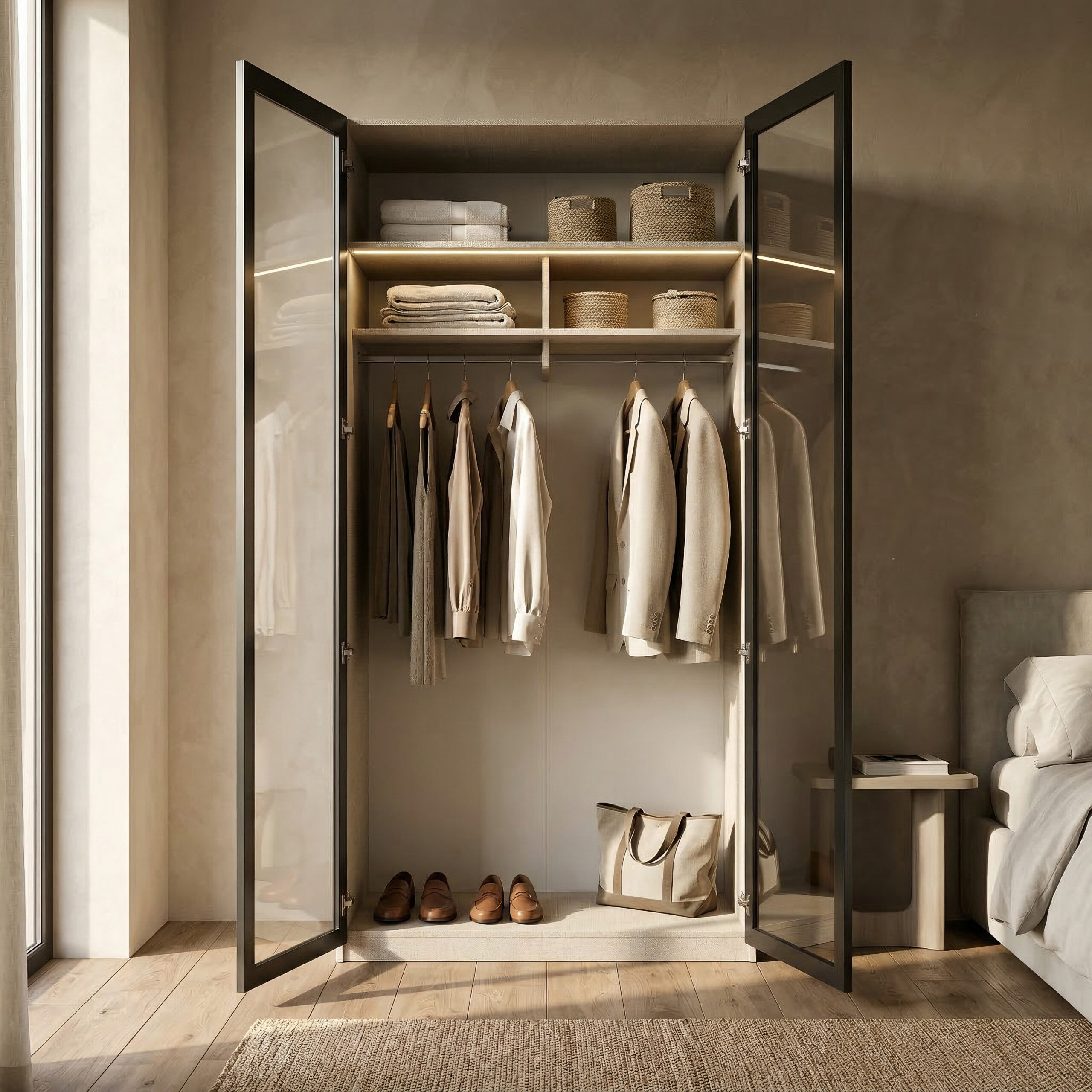 upscale_realistic_room_square_1 خزانة ملابس مودرن عرض 120 سم – تصميم عملي يمكن دمجه مع وحدات أخرى - الصورة 1