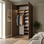 خزانة ملابس مودرن عرض 120 سم تعليق طويل ورفوف – تصميم عملي يمكن دمجه