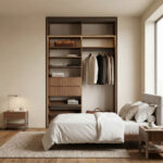 ⁦خزانة ملابس منزلقة 143.6 CM بتقسيم داخلي عملي – الخزائن الأمثل⁩ - الصورة ⁦5⁩