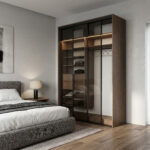 ⁦خزانة ملابس منزلقة 143.6 CM بتقسيم داخلي عملي – الخزائن الأمثل⁩ - الصورة ⁦3⁩