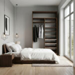 ⁦خزانة ملابس مودرن عرض 120 سم تعليق طويل ورفوف – تصميم عملي يمكن دمجه⁩ - الصورة ⁦3⁩