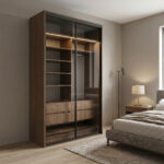 ⁦خزانة ملابس منزلقة 143.6 سم مع رفوف وأدراج ومساحة تعليق – الخزائن الأمثل⁩ - الصورة ⁦5⁩