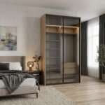 ⁦خزانة ملابس بأبواب منزلقة 143.6 سم مع رفوف وأدراج ومساحة تعليق – الخزائن الأمثل⁩ - الصورة ⁦5⁩