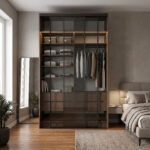 ⁦خزانة ملابس منزلقة 143.6 سم مع رفوف وأدراج ومساحة تعليق – الخزائن الأمثل⁩ - الصورة ⁦4⁩