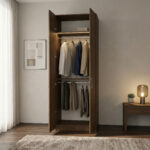 خزانة ملابس بعرض 90 سم مع رف علوي ومساحة تعليق – قابلة للتجميع