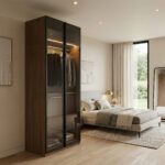 ⁦خزانة ملابس بعرض 90 سم مع رف علوي ومساحة تعليق – قابلة للتجميع⁩ - الصورة ⁦4⁩