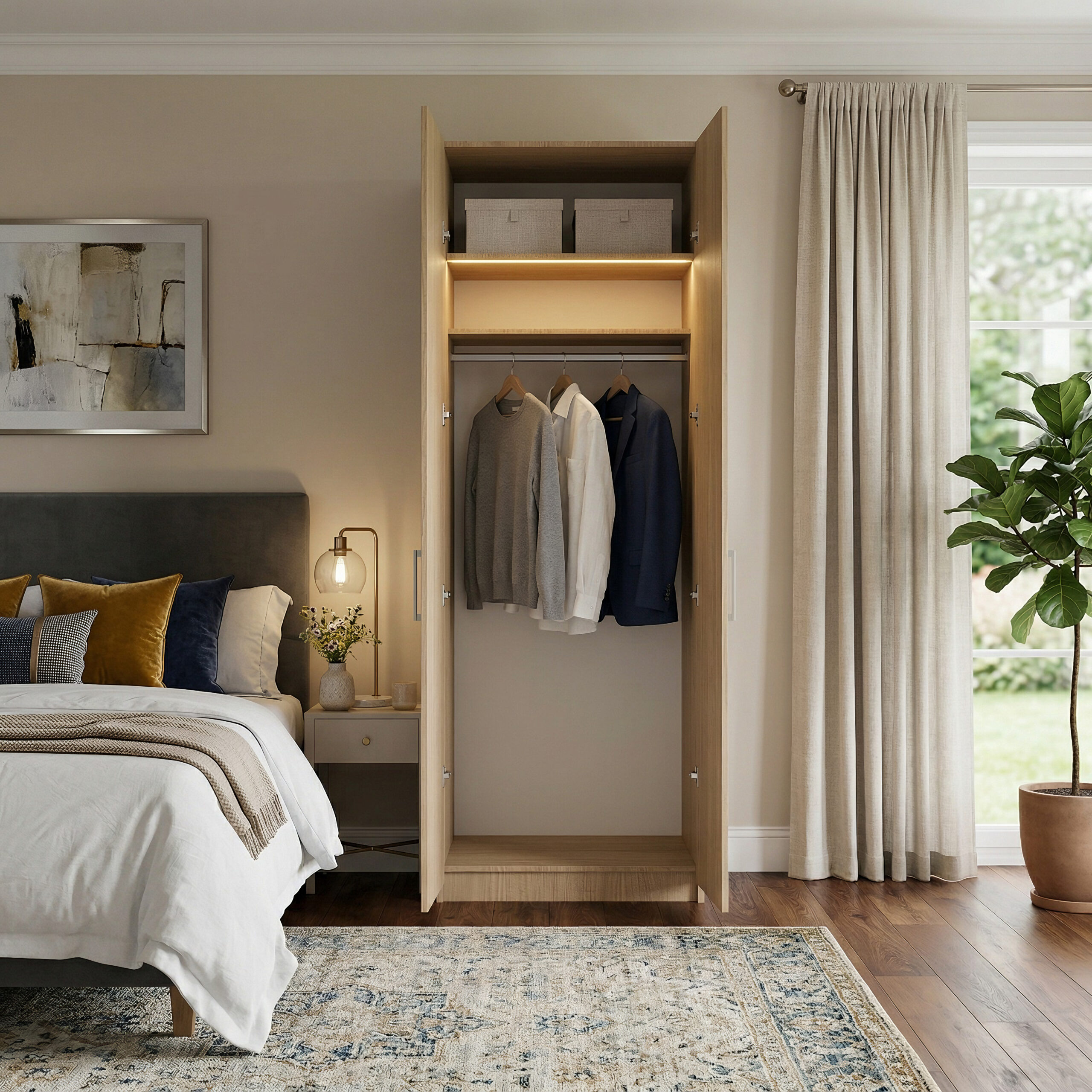 upscale_خزانة_واضحة_2_1 خزانة ملابس مودرن عرض 90 سم – تصميم عملي يمكن دمجه مع وحدات أخرى - الصورة 1