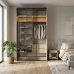 خزانة ملابس بأبواب منزلقة 143.6 سم مع رفوف وأدراج ومساحة تعليق – الخزائن الأمثل