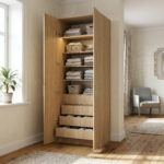 ⁦خزانة ملابس وحدة 90 سم _ عصرية بتصميم أنيق قابلة للتجميع⁩ - الصورة ⁦4⁩