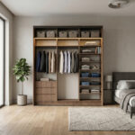 ⁦خزانة ملابس منزلقة بعرض 218 سم مع رفوف وأدراج وتنظيم عملي – الخزائن الأمثل⁩ - الصورة ⁦5⁩