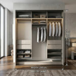 ⁦خزانة ملابس منزلقة بعرض 218 سم بتنظيم عملي لغرف النوم – الخزائن الأمثل⁩ - الصورة ⁦2⁩