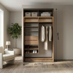 ⁦خزانة ملابس منزلقة 143.6 CM بتقسيم داخلي عملي – الخزائن الأمثل⁩ - الصورة ⁦2⁩