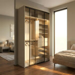 ⁦خزانة ملابس أبواب منزلقة 143.6سم مع رفوف وأدراج ومساحة تعليق مزدوجة – الخزائن الأمثل⁩ - الصورة ⁦4⁩