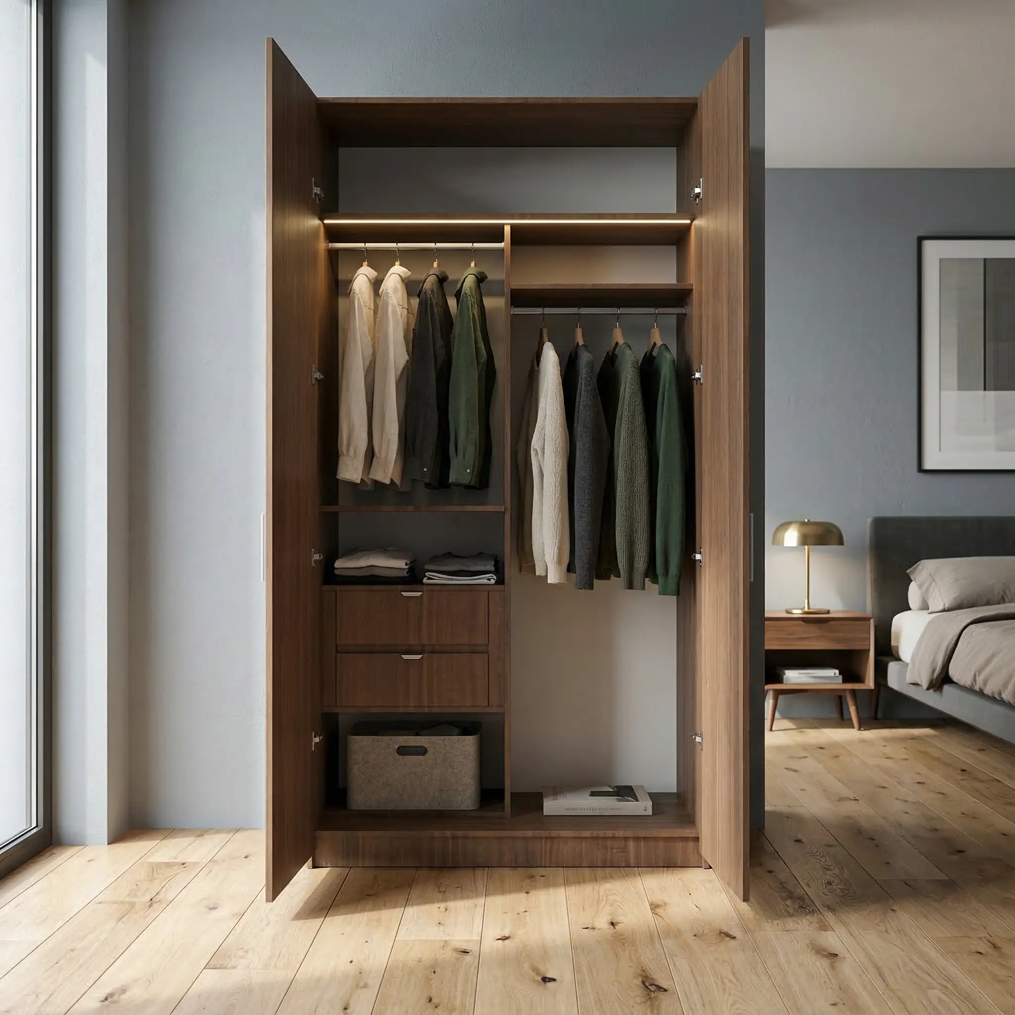 خزانة_واقعية_مربعة_1 خزانة ملابس مودرن عرض 120 سم – تصميم عملي يمكن دمجه مع وحدات أخرى - الصورة 1