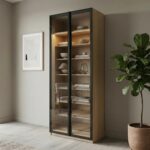 خزانة ملابس عرض 90سم خشبية مودرن مع رفوف