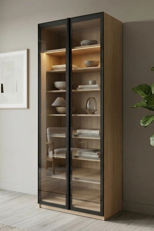 خزانة ملابس عرض 90سم خشبية مودرن مع رفوف