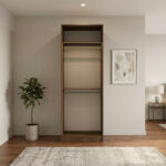 ⁦خزانة ملابس بعرض 90 سم مع رف علوي ومساحة تعليق – قابلة للتجميع⁩ - الصورة ⁦3⁩