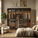 ⁦خزانة ملابس عرض 281,6 سم بأبواب سحاب زجاجية أو خشبية – نظام تنظيم متكامل⁩ - الصورة ⁦2⁩