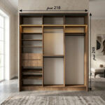 ⁦خزانة ملابس منزلقة فاخرة بعرض 218 سم مع أدراج ورفوف وتنظيم أحترافي – الخزائن الأمثل⁩ - الصورة ⁦2⁩