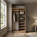 ⁦خزانة ملابس مودرن عرض 120 سم تعليق طويل ورفوف – تصميم عملي يمكن دمجه⁩ - الصورة ⁦2⁩