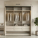 ⁦خزانة ملابس منزلقة للرياضيين بعرض 218,4 سم بتنظيم ثلاثي عملي – الخزائن الأمثل⁩ - الصورة ⁦2⁩